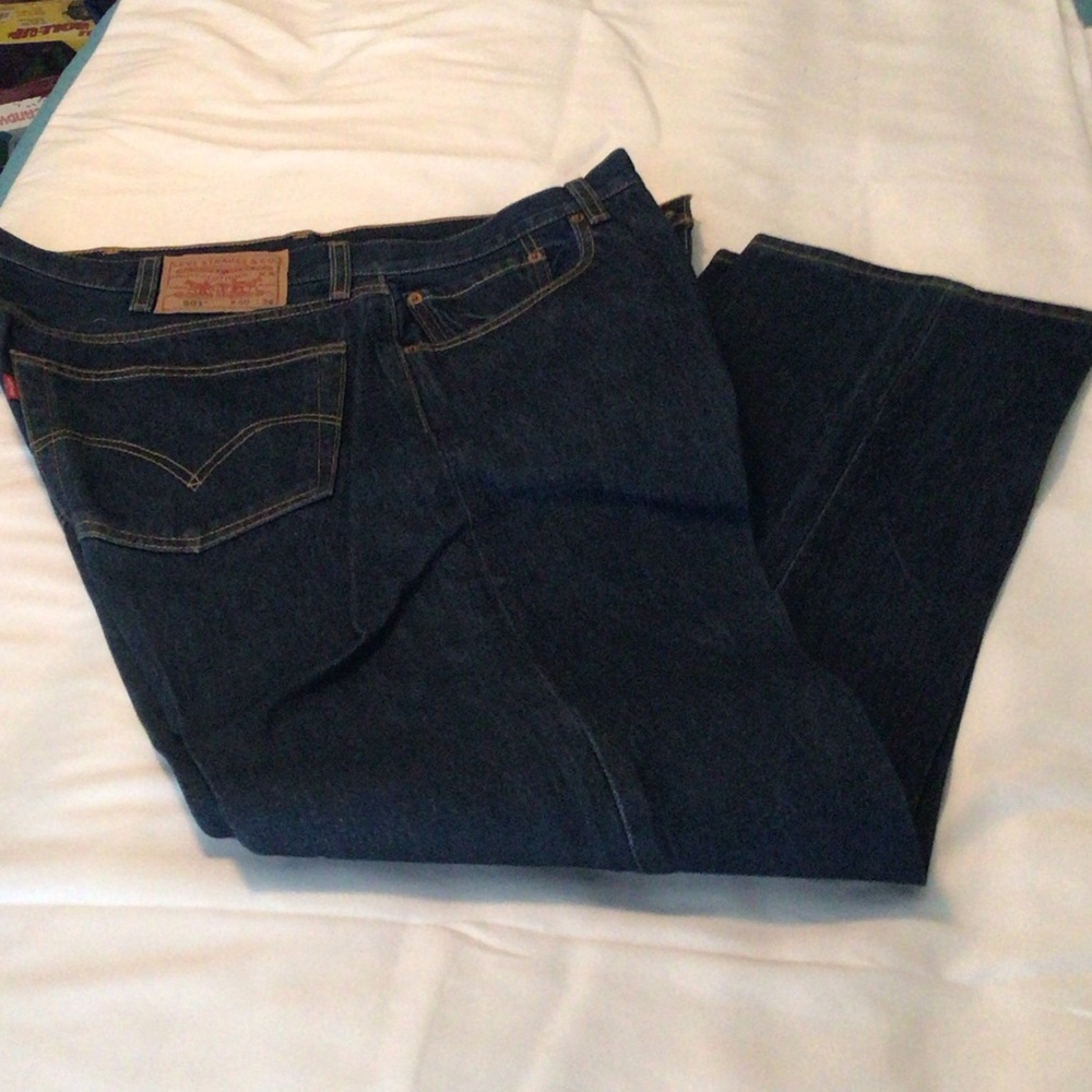 Levi's 501 dark wash men straight leg jeans button fly cleaned at cleaners